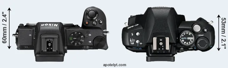 Compare Z50 versus E-420 top