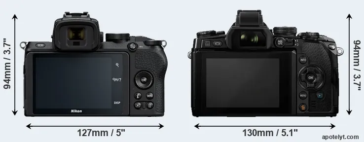 Comparison Z50 or E-M1 rear
