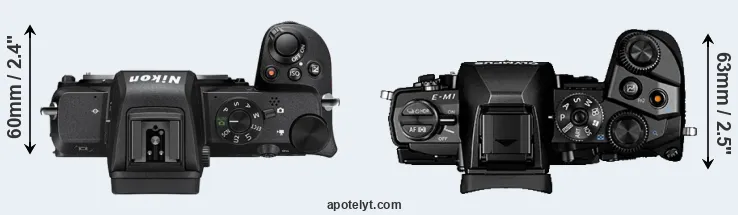 Compare Z50 versus E-M1 top