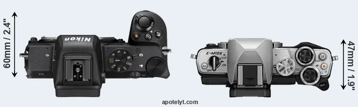 Compare Z50 versus E-M10 II top