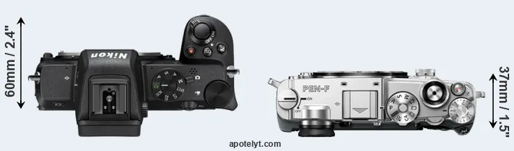 Compare Z50 versus PEN-F top