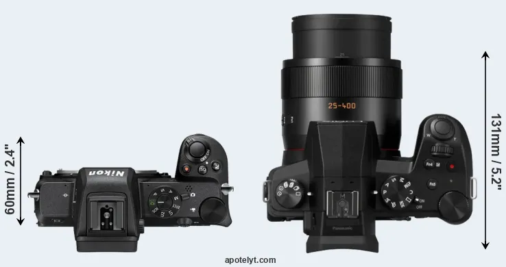 Compare Z50 versus FZ1000 II top