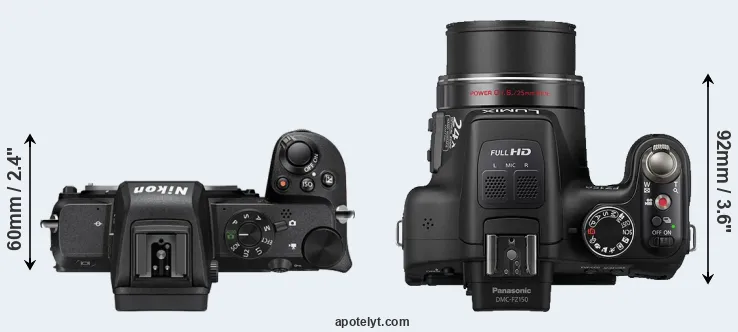 Compare Z50 versus FZ150 top