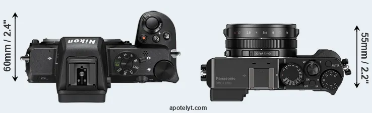 Compare Z50 versus LX100 top
