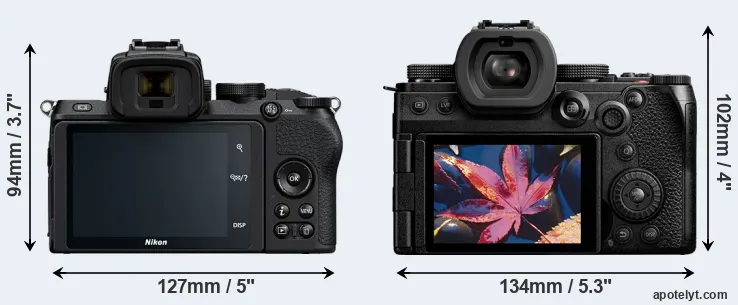 Comparison Z50 or S5 II rear