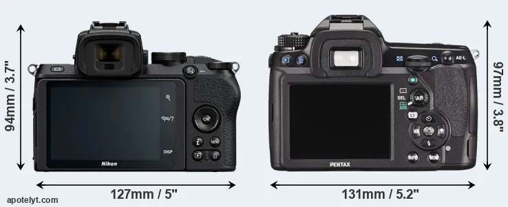 Comparison Z50 or K-5 II rear