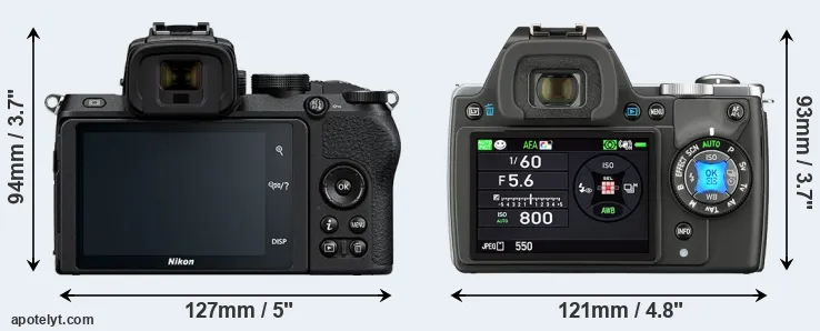 Comparison Z50 or K-S1 rear