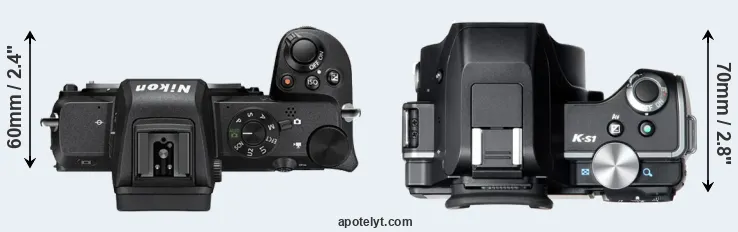 Compare Z50 versus K-S1 top