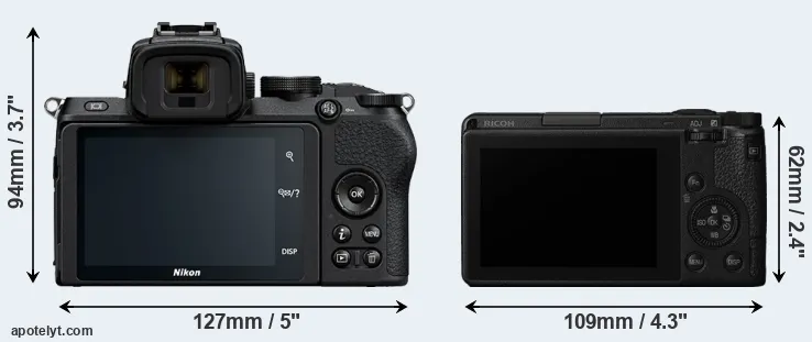 Comparison Z50 or GR III rear