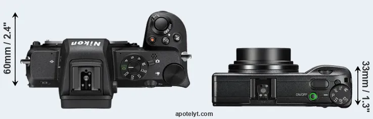 Compare Z50 versus GR III top