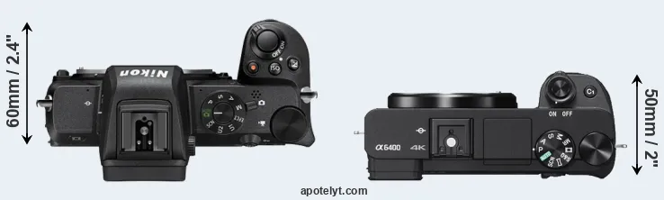 Compare Z50 versus A6400 top