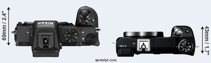 Compare Z50 versus NEX-6 top