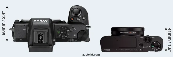 Compare Z50 versus RX100 III top