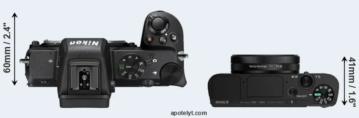 Compare Z50 versus RX100 IV top