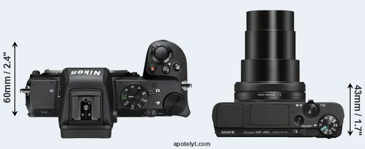 Compare Z50 versus RX100 VII top