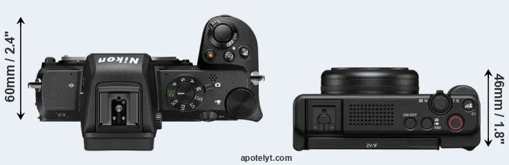 Compare Z50 versus ZV-1F top