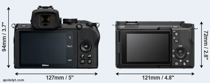 Comparison Z50 or ZV-E1 rear