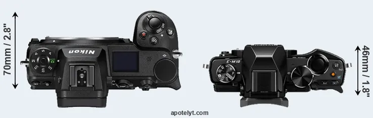 Compare Z6 II versus E-M10 top