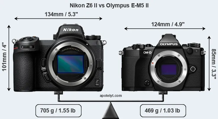 Size Nikon Z6 II vs Olympus E-M5 II
