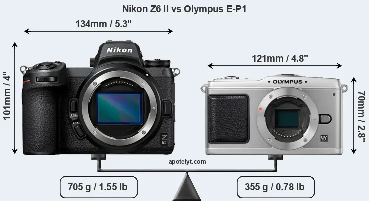 Size Nikon Z6 II vs Olympus E-P1