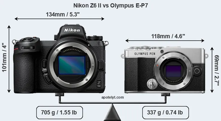 Size Nikon Z6 II vs Olympus E-P7