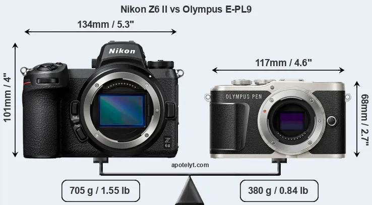 Size Nikon Z6 II vs Olympus E-PL9