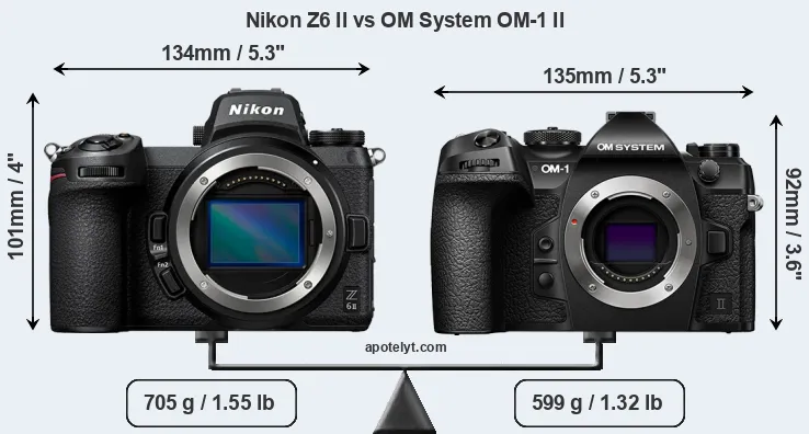 Size Nikon Z6 II vs OM System OM-1 II
