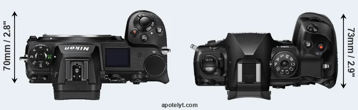 Compare Z6 II versus OM-1 II top