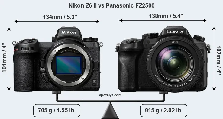 Size Nikon Z6 II vs Panasonic FZ2500