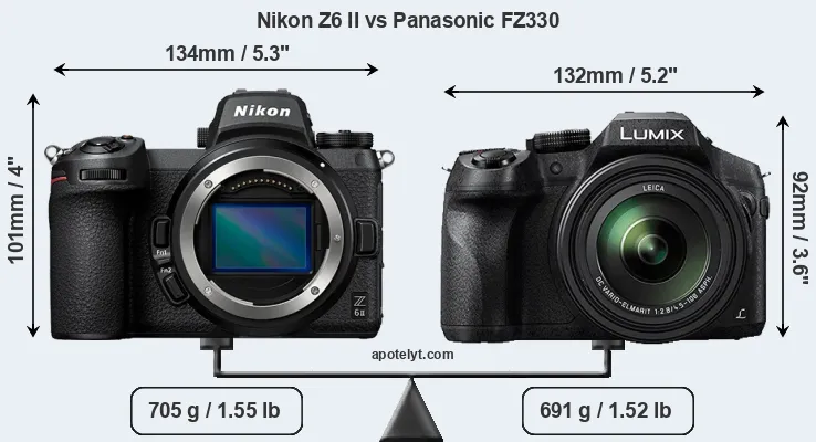 Size Nikon Z6 II vs Panasonic FZ330