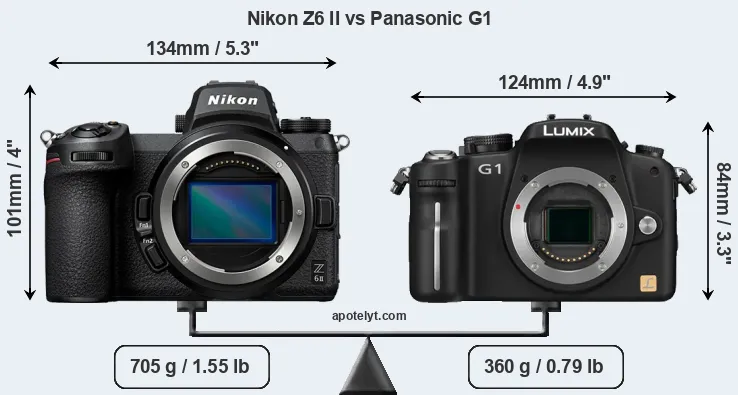 Size Nikon Z6 II vs Panasonic G1
