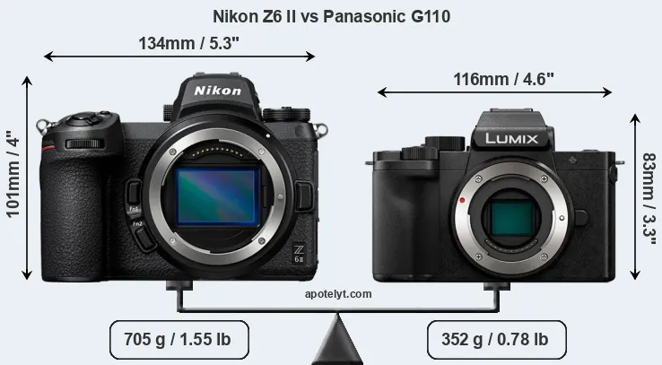 Size Nikon Z6 II vs Panasonic G110