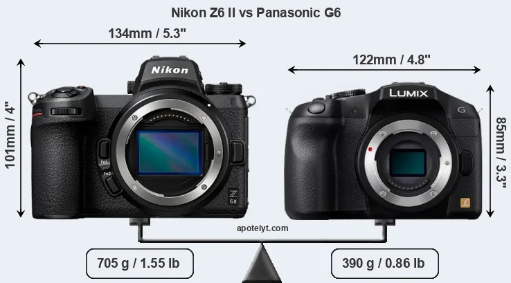 Size Nikon Z6 II vs Panasonic G6