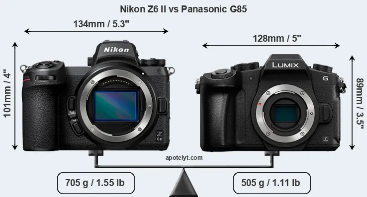 Size Nikon Z6 II vs Panasonic G85