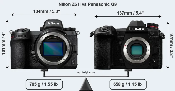 Size Nikon Z6 II vs Panasonic G9