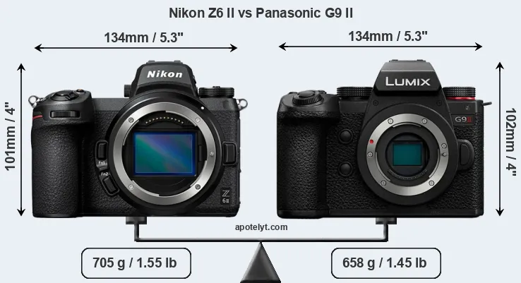 Size Nikon Z6 II vs Panasonic G9 II