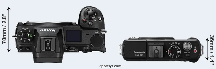 Compare Z6 II versus GF1 top