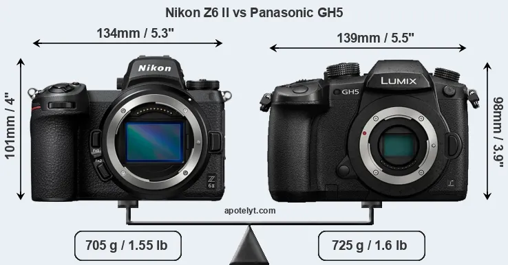 Size Nikon Z6 II vs Panasonic GH5