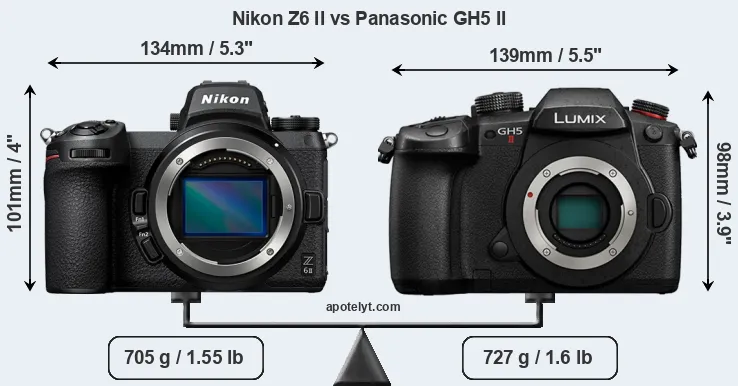Size Nikon Z6 II vs Panasonic GH5 II