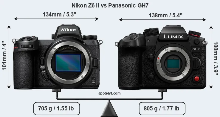 Size Nikon Z6 II vs Panasonic GH7