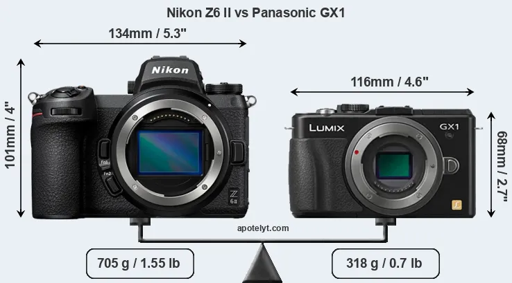 Size Nikon Z6 II vs Panasonic GX1