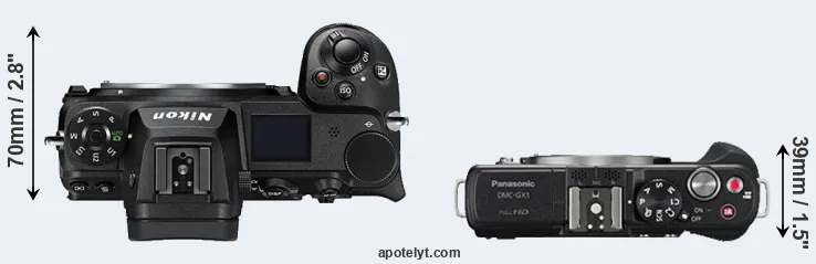 Compare Z6 II versus GX1 top
