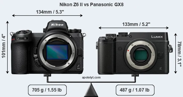 Size Nikon Z6 II vs Panasonic GX8