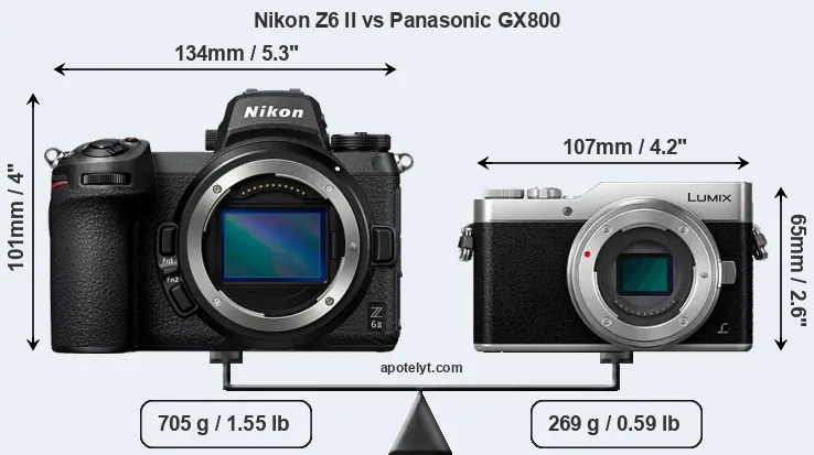 Size Nikon Z6 II vs Panasonic GX800
