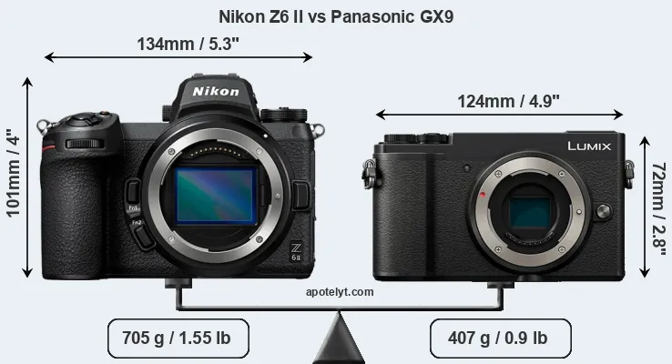 Size Nikon Z6 II vs Panasonic GX9