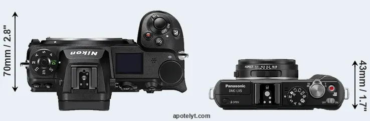 Compare Z6 II versus LX5 top
