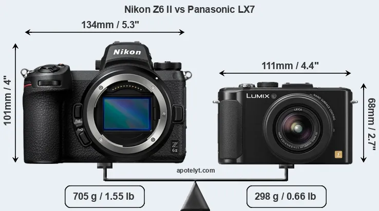 Size Nikon Z6 II vs Panasonic LX7