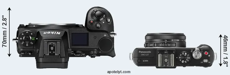 Compare Z6 II versus LX7 top