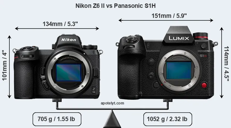 Size Nikon Z6 II vs Panasonic S1H