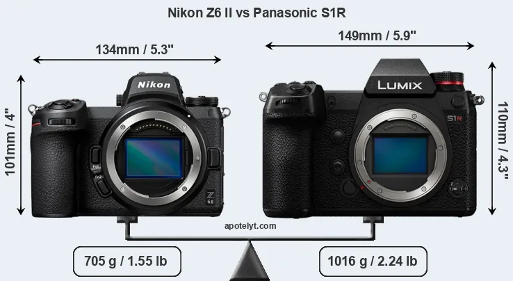 Size Nikon Z6 II vs Panasonic S1R